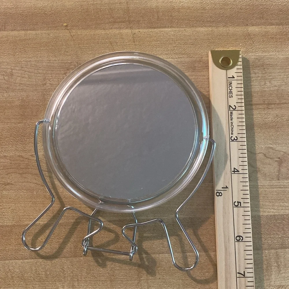 Elegant Silver Double Sided Small Vanity Mirror on Stand